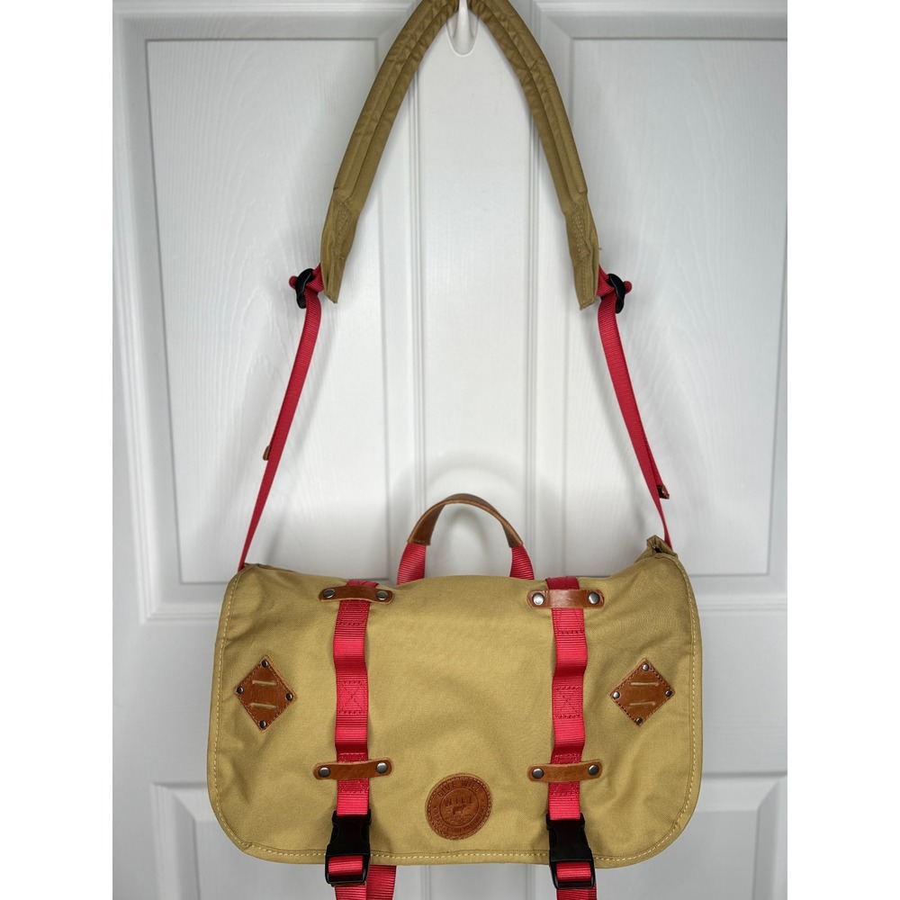 Will Leather Goods Messenger Bag Canvas Leather Red Trim Laptop Shoulder Tote
